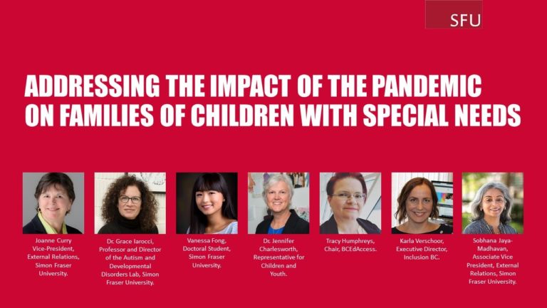 SFU. Addressing th impact of the pandemic on families of children with special needs