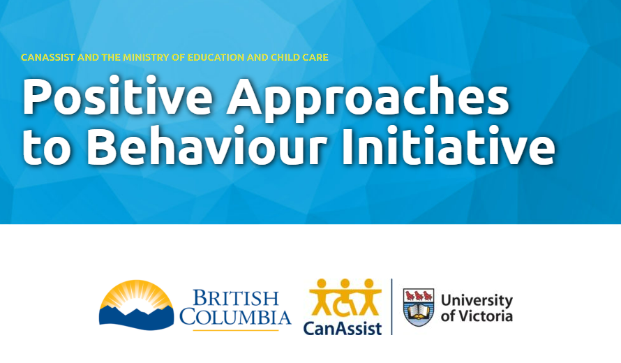 Positive Approaches to behaviour initiative. province of bc logo, can assist logo, university of victoria logo