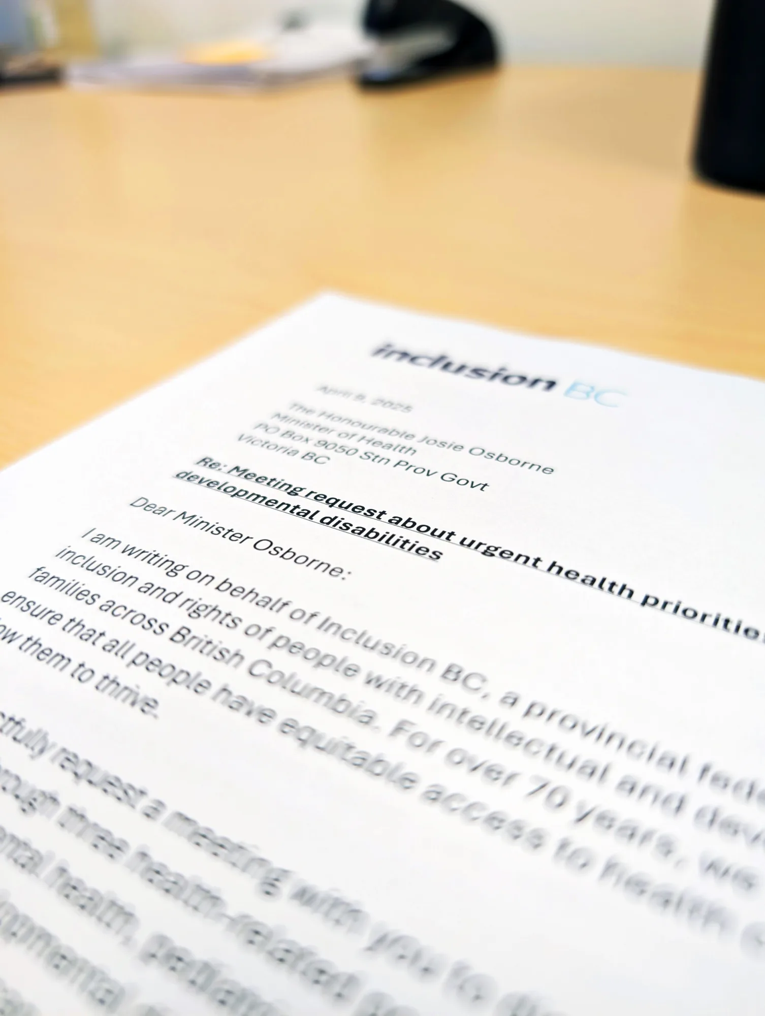 Building a More Inclusive Future: Inclusion BC’s Letters to the Ministers